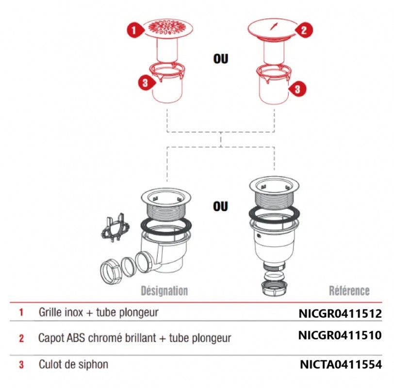 Capot et tube plongeur - NICOLL - Diamètre 115 mm - 4