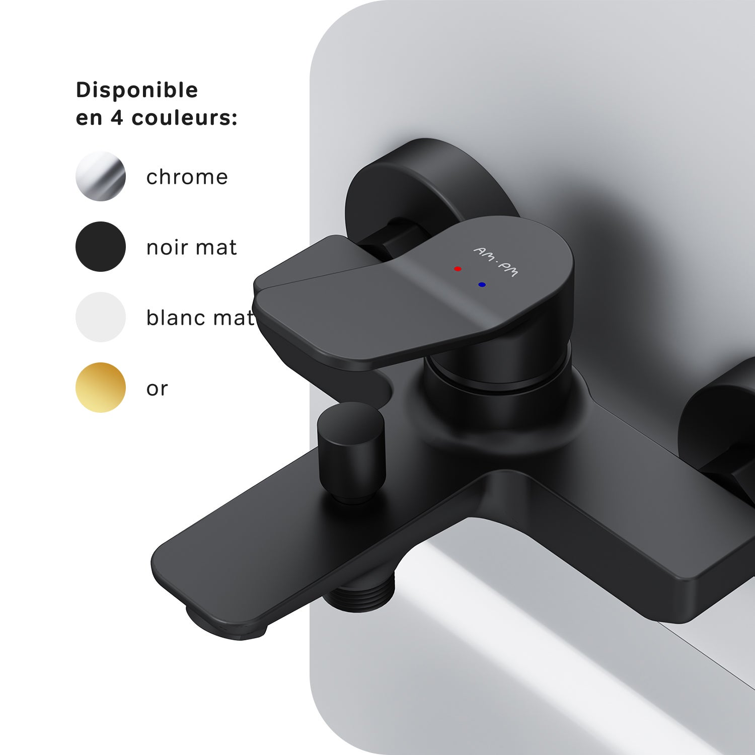 Mitigeur de baignoire mécanique Robinet salle de bain, mitigeur de bain, Noir, X-Joy FXA10022 AM.PM - 6