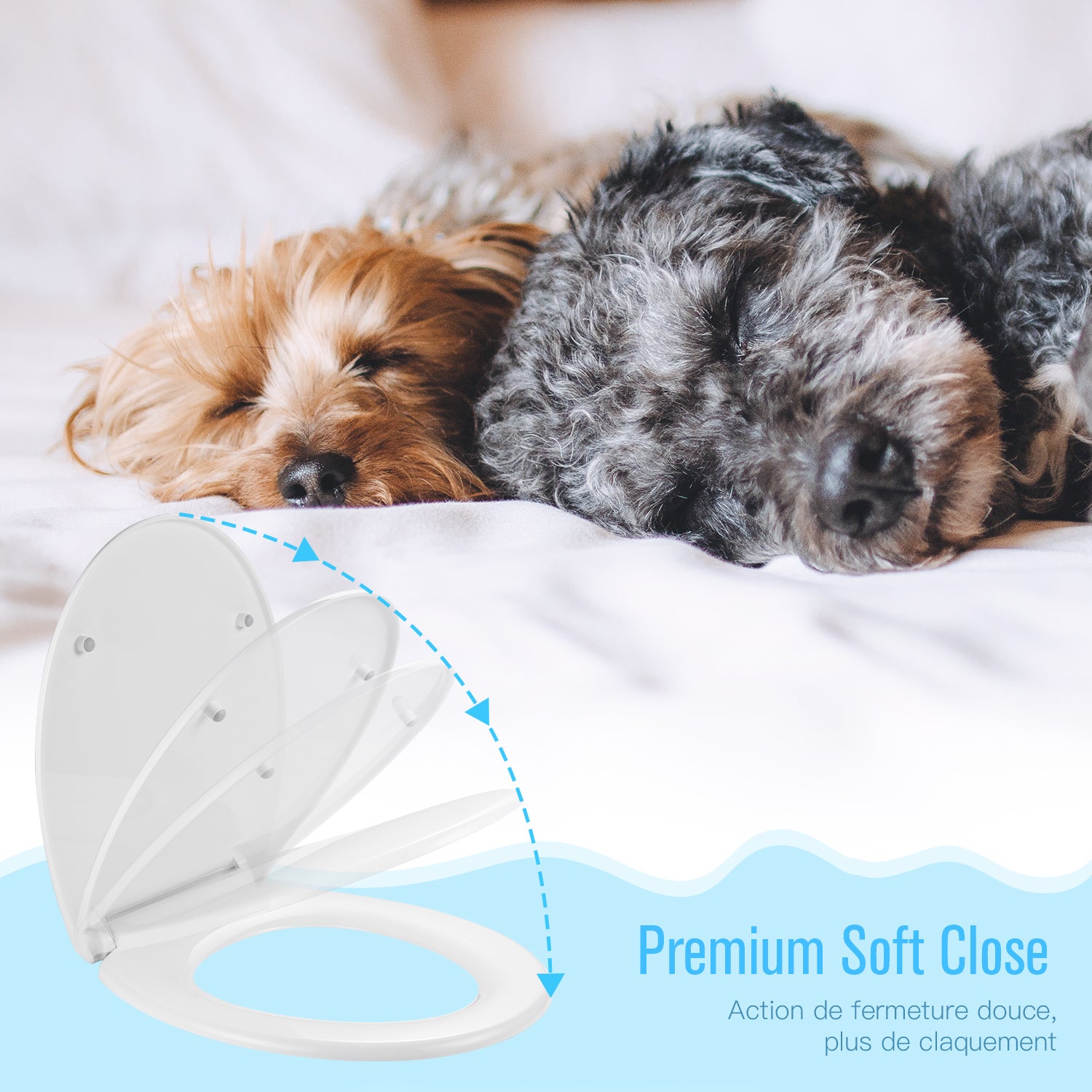 Abattant WC Familial, Lunette de Toilette avec Siège Enfant Magnétique, Frein de Chute et Charnière Réglable, Abattant WC en Polyéthylène - DBTS01BJ - 6