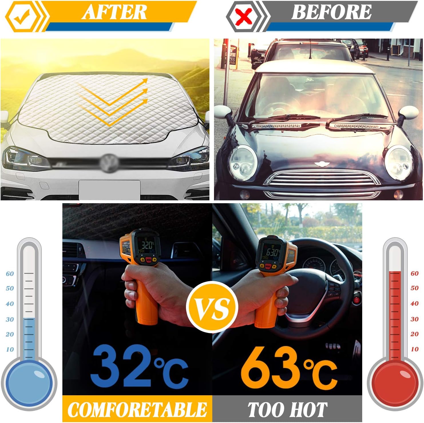 Copertura del parabrezza dell'auto copertura del ghiaccio della neve del sole invernale impermeabile antipolvere Anti-gelo protezione UV antiappannamento copertura automatica accessori per Auto  34