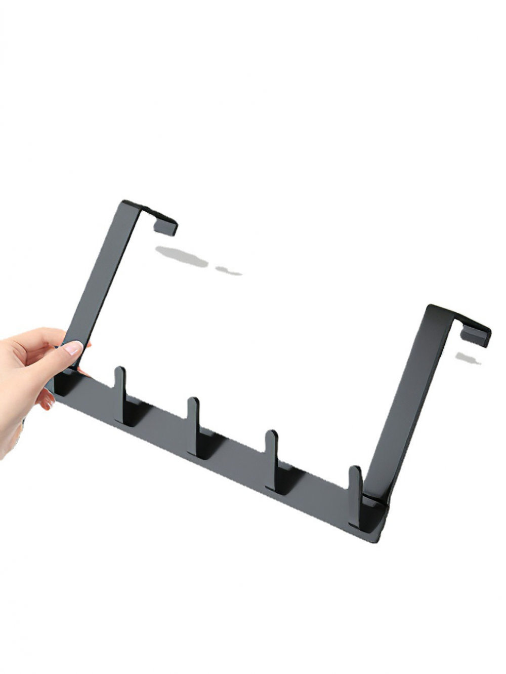 Wieszak na ubrania na drzwi, rama o grubości 2 cm, haczyk na drzwi, wieszak na ubrania, wiszący hak na drzwi do sypialni, kuchni, łazienki (czarny)