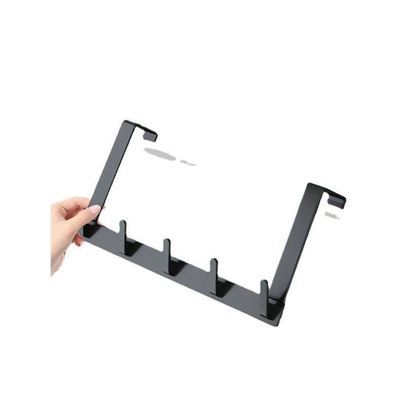 Wieszak na ubrania na drzwi, rama o grubości 2 cm, haczyk na drzwi, wieszak na ubrania, wiszący hak na drzwi do sypialni, kuchni, łazienki (czarny)