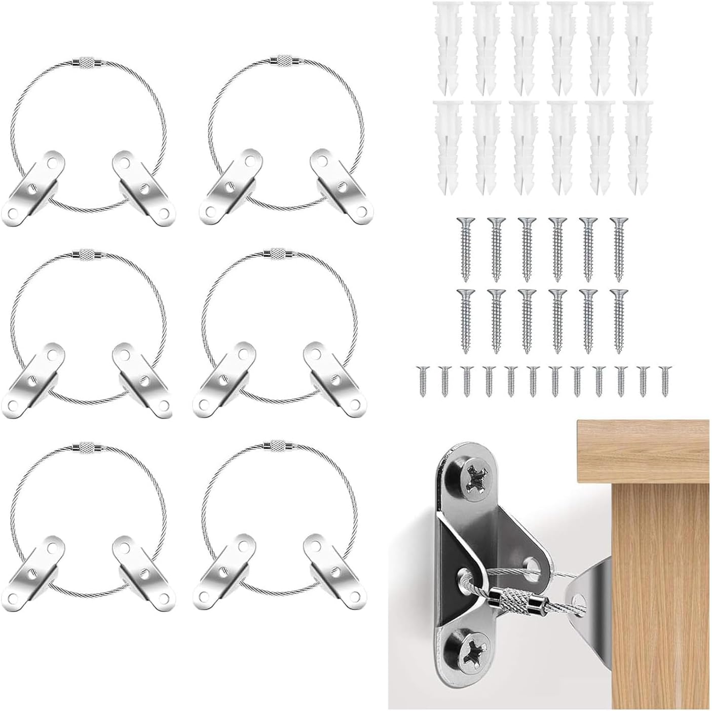 Anti-Basculement Pour Meubles, 6 Paquets Adhésifs Dispositif Anti Basculement De Meuble Sangles De Meubles Kit De Securite Anti Basculement Meuble Protection Des Enfants Et Des Animaux 6 Paquets