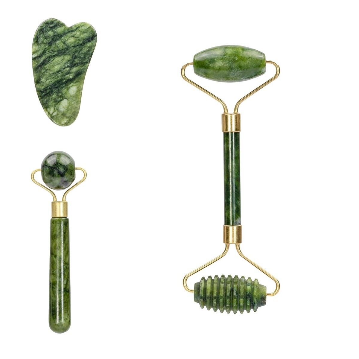 RODILLO DE JADE NATURAL Y GUA-SHA PARA MASAJEADOR FACIAL