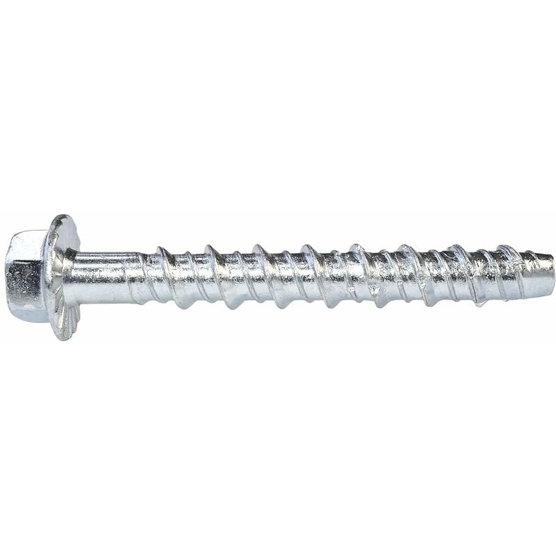 Lot de 10 Vis pour béton à tête hexagonale à embase/collerette Ø6x50 mm - fixation directe sans cheville - pour clé à 6 pans 7.5 mm - en acier - 3