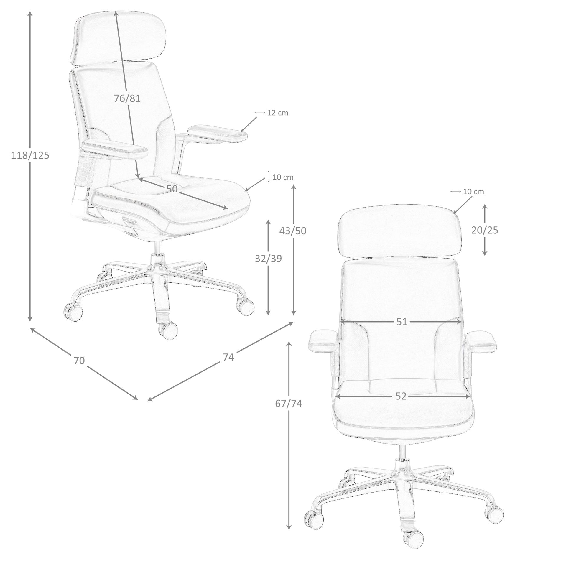 Silla oficina giratoria polipiel marrón 74 x 70 x 118 - 8