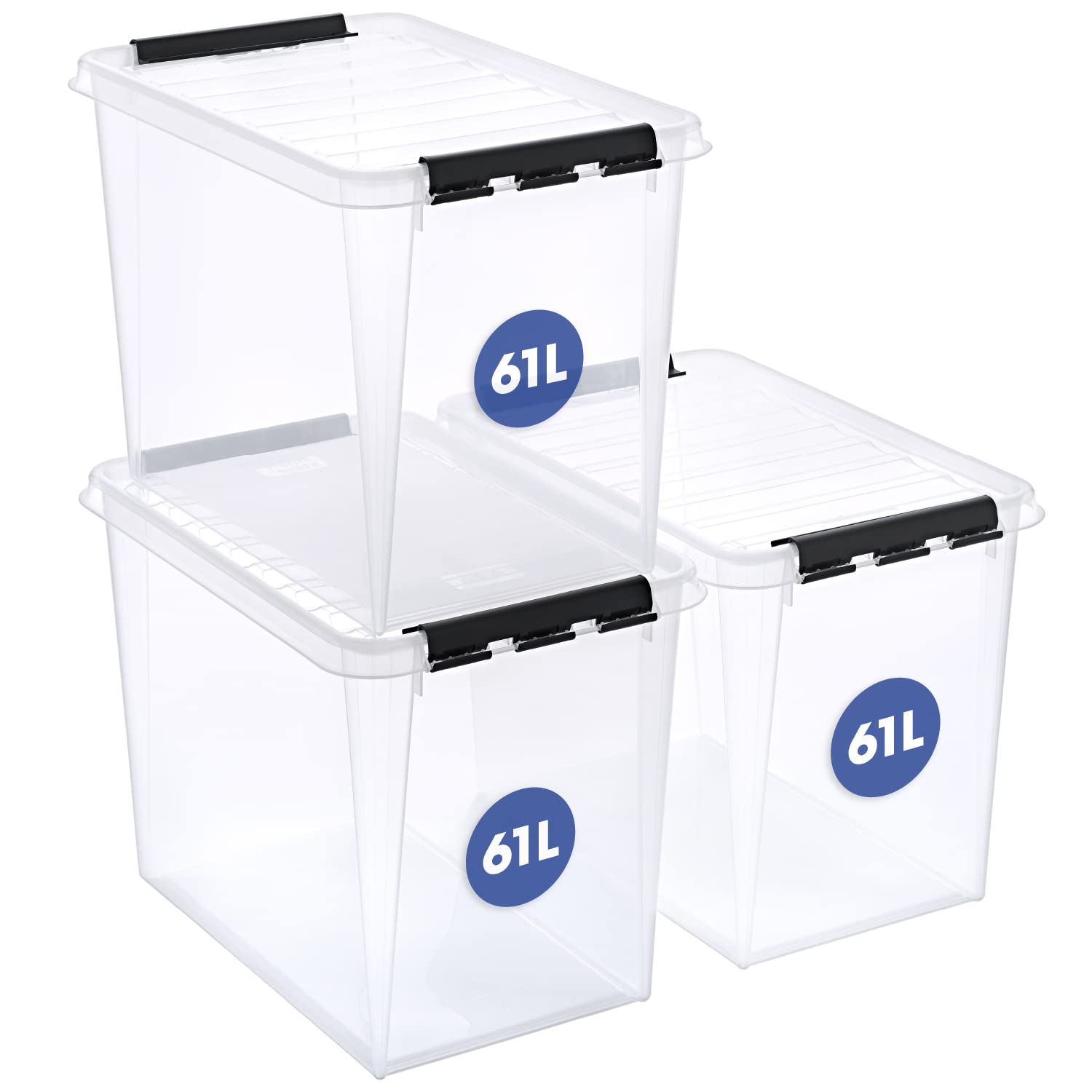 Set 6 Scatole Portaoggetti In Plastica Trasparente, 3 Litri, Con