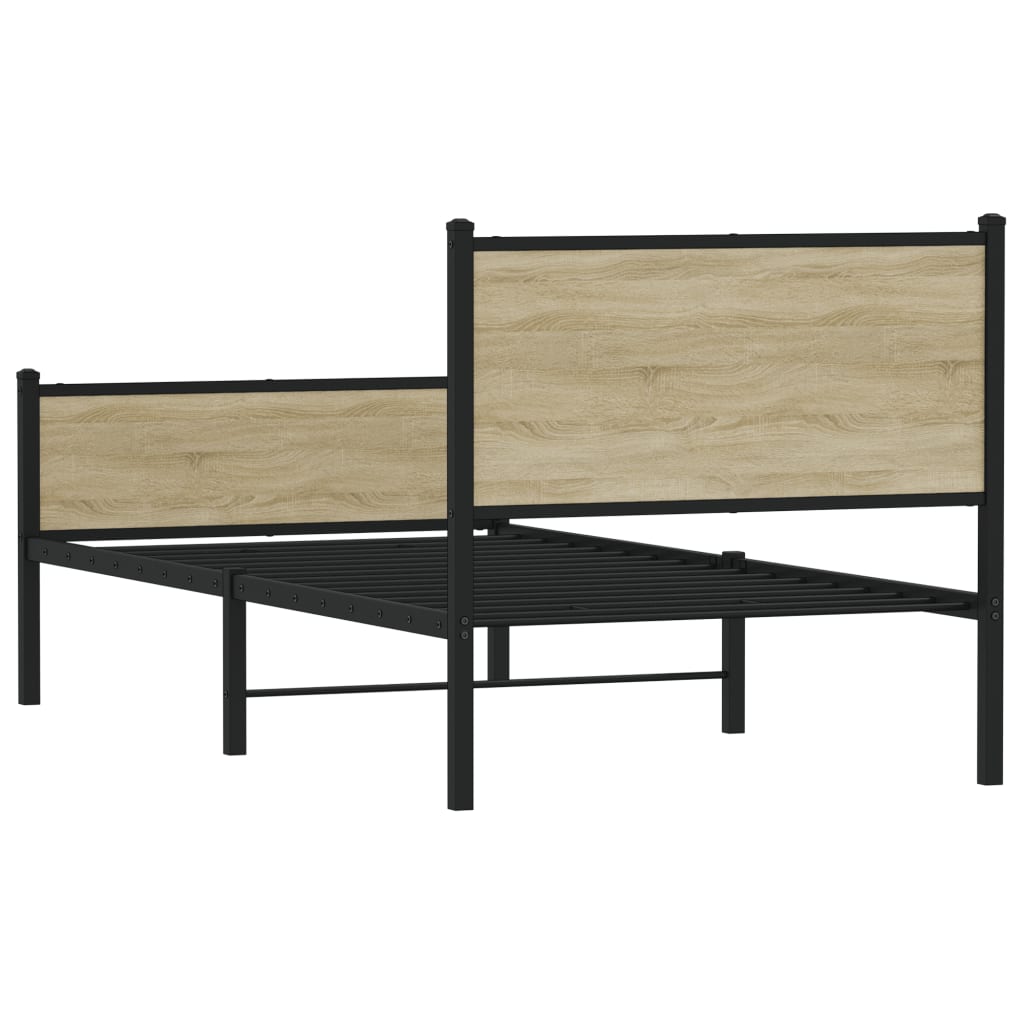 Cadre de lit en métal sans matelas, chêne, pour la chambre, 80 × 200 cm - 7