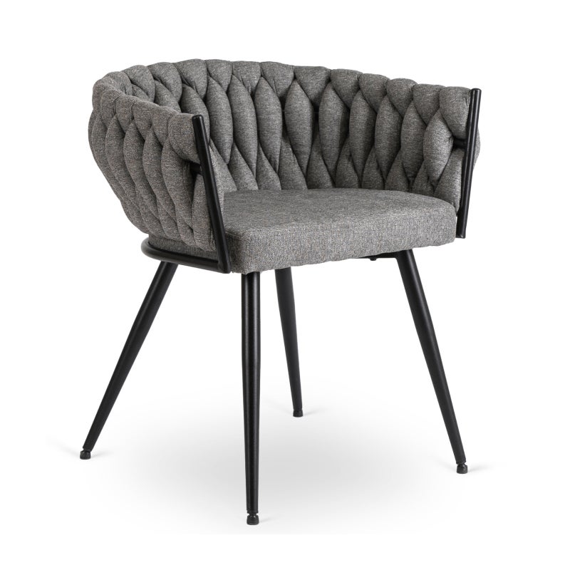 Krzesło Plecione Tapicerowane Loftowe Do Jadalni Salonu Szare EMPOLI