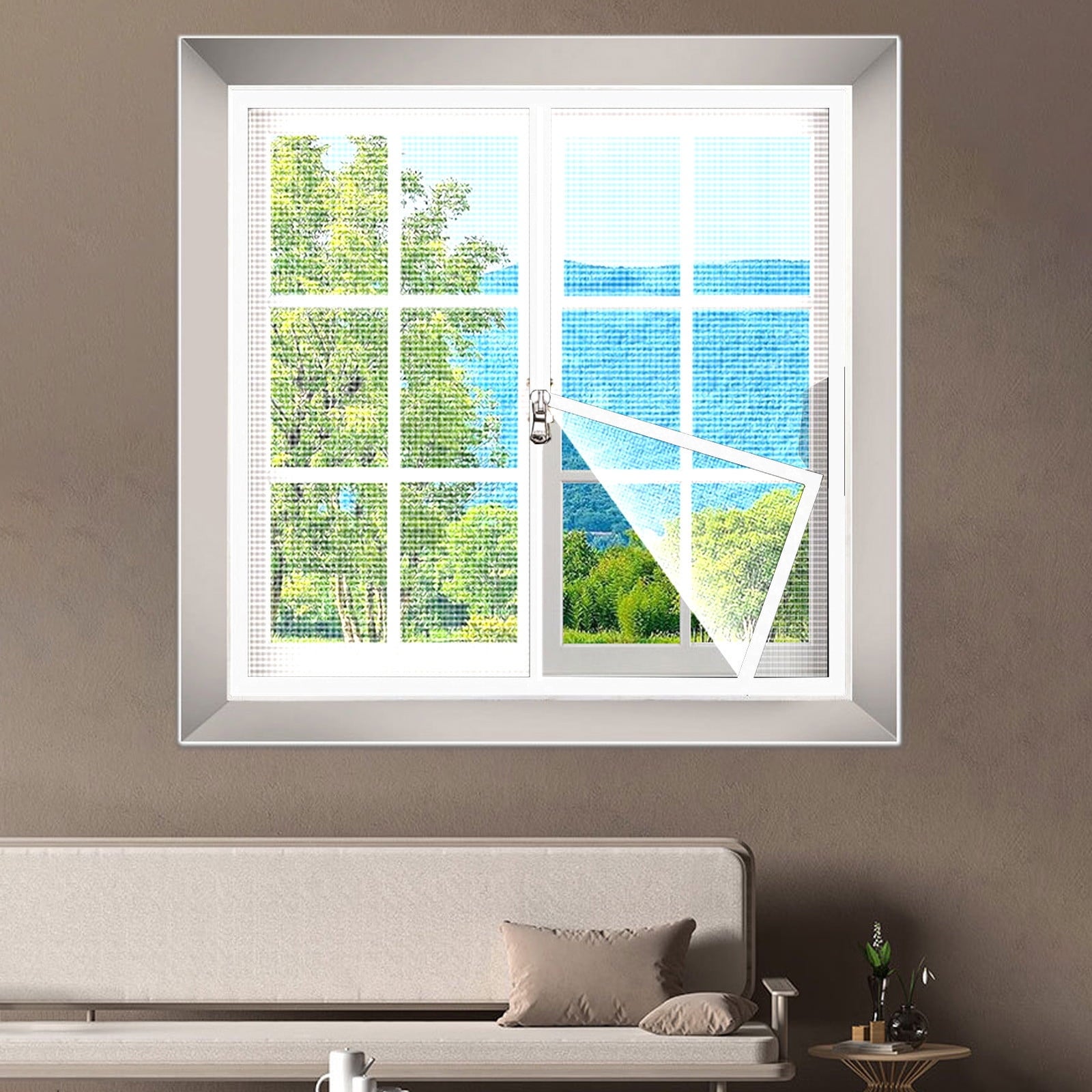 Moustiquaire autocollante pour fenêtre, moustiquaire anti-insectes avec fermeture éclair, maille fine pour fenêtre, 130 x 150 cm, blanc - 3