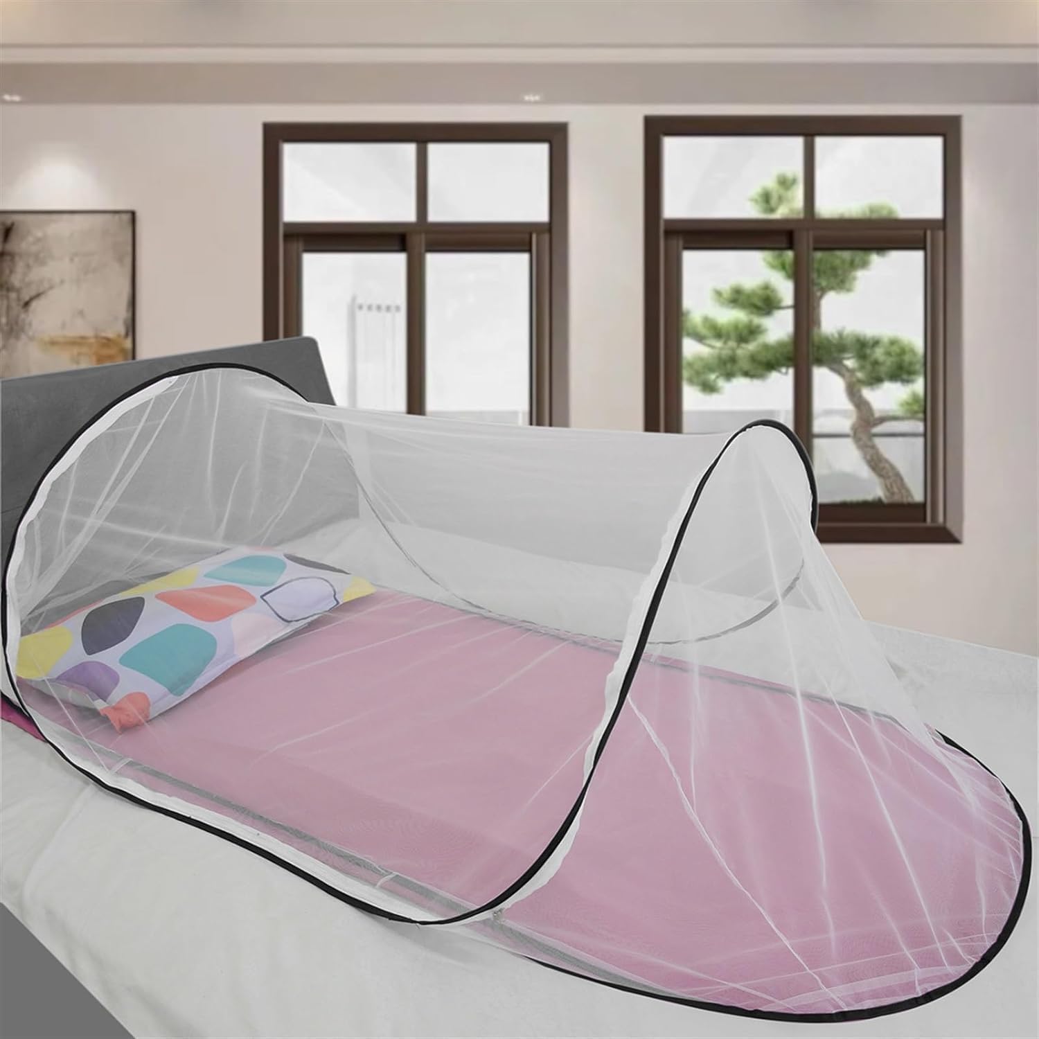 Léger 316g Moustiquaire De Lit Pop-up Portable - 200x80x56 Cm, Ultra Légère - Pour Camping, Voyage, Chambre Moustiquaire Familiale Légère