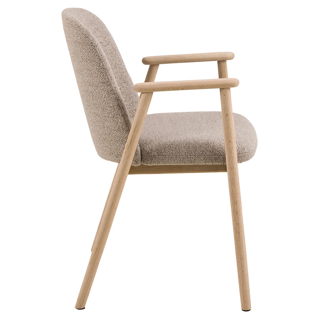 Leo krzesło stołowe z podłokietnikami bouclé beżowy.
