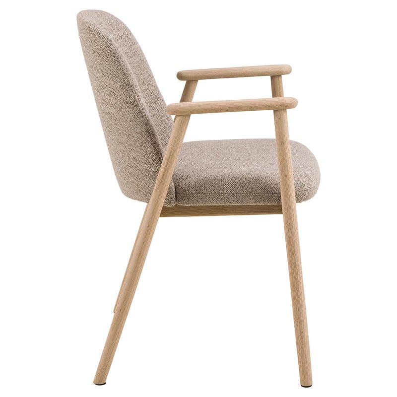 Leo krzesło stołowe z podłokietnikami bouclé beżowy.