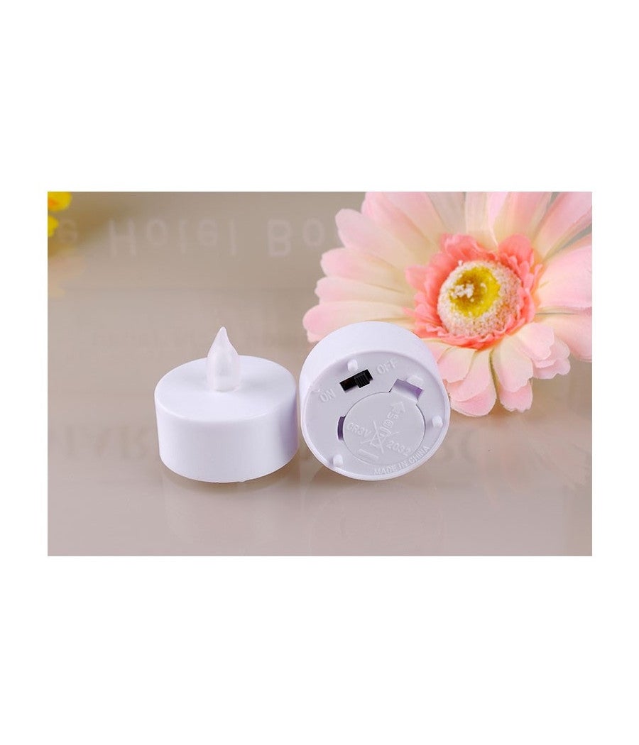 Trade Shop - Set 24 Candele Fiamma Lumini Led Decorative A Batteria Votivi Luce Bianco Caldo - - 3