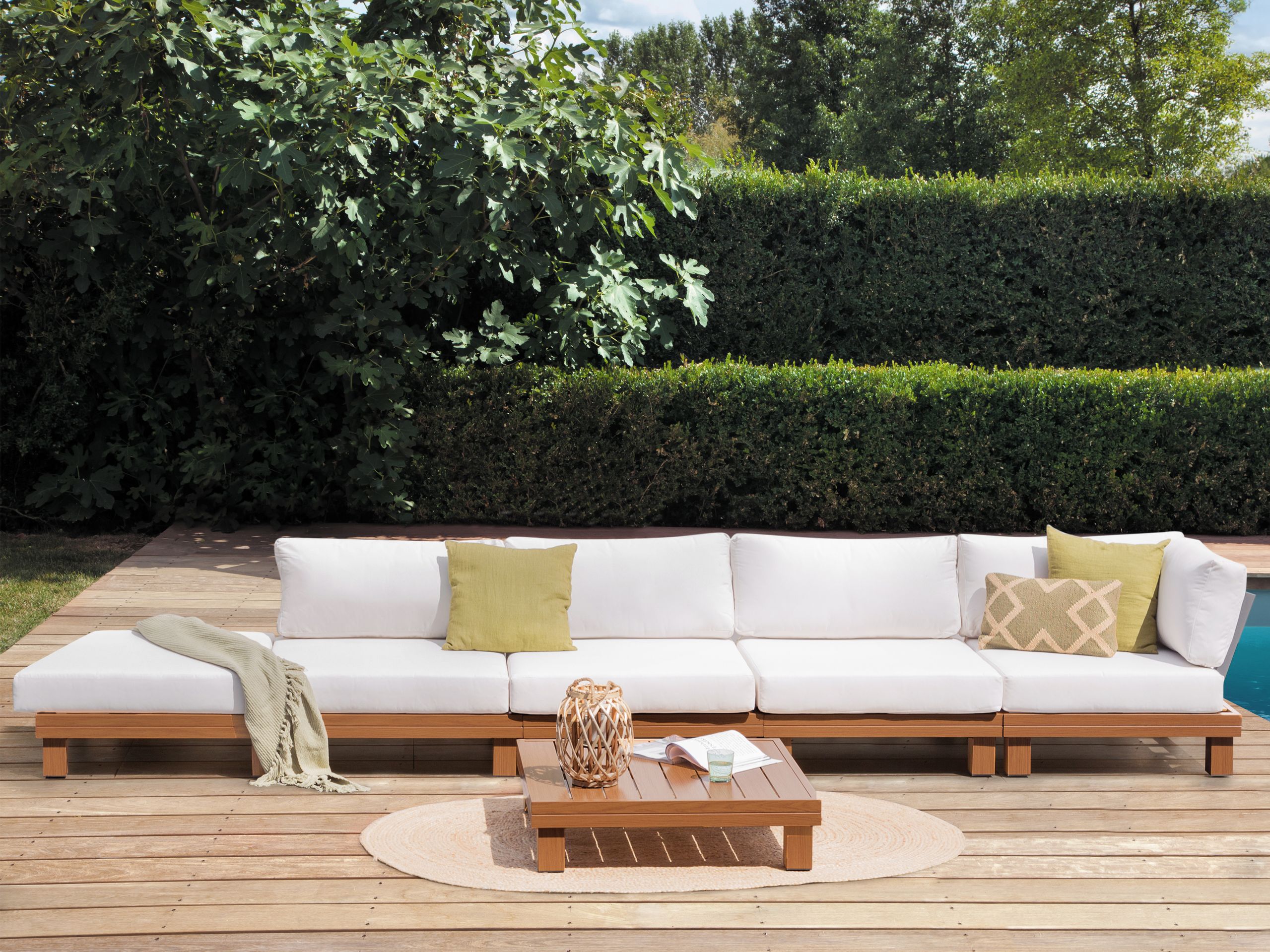 Beliani Conjunto esquinero de jardín 5 plazas SANZA Izquierda modular Metal Blanco - 4