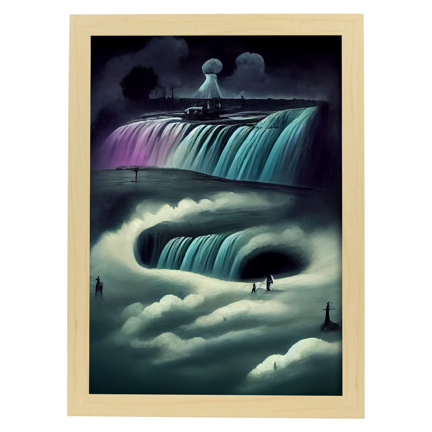 Nacnic lámina cataratas niagara dependiente al estilo de t burton ilustraciones de monumentos ciudades paises inspiradas a3 marco madera