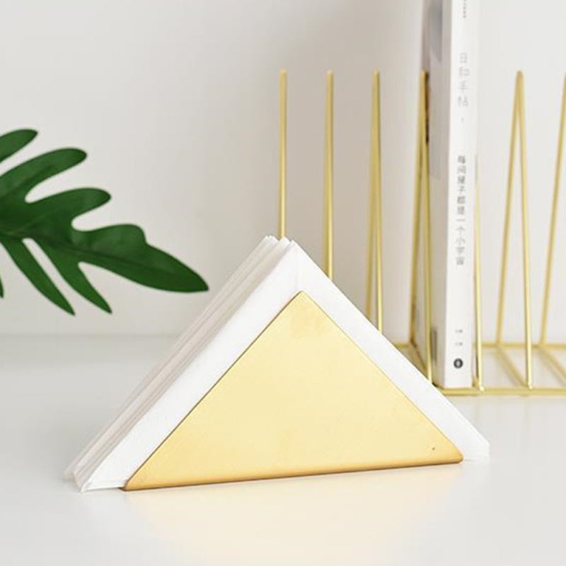 Porte-mouchoirs triangulaire, Porte-mouchoirs triangulaire vertical de couleur or nordique pour hôtels et restaurants. - 5
