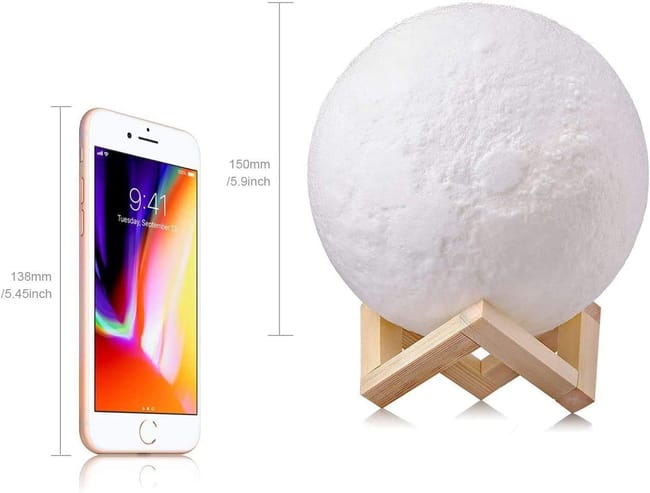 Lampada Luna LED 3D Con Telecomando - Luce Colorata, Ricaricabile, Sensore Touch, Diametro 150mm - Foto 1