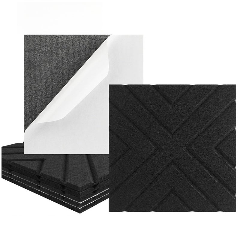 Zestaw 12 samoprzylepnych paneli akustycznych, wyściółka dźwiękochłonna z poliestru, panele ścienne o wysokiej gęstości, 30 x 30 x 1 cm, czarne