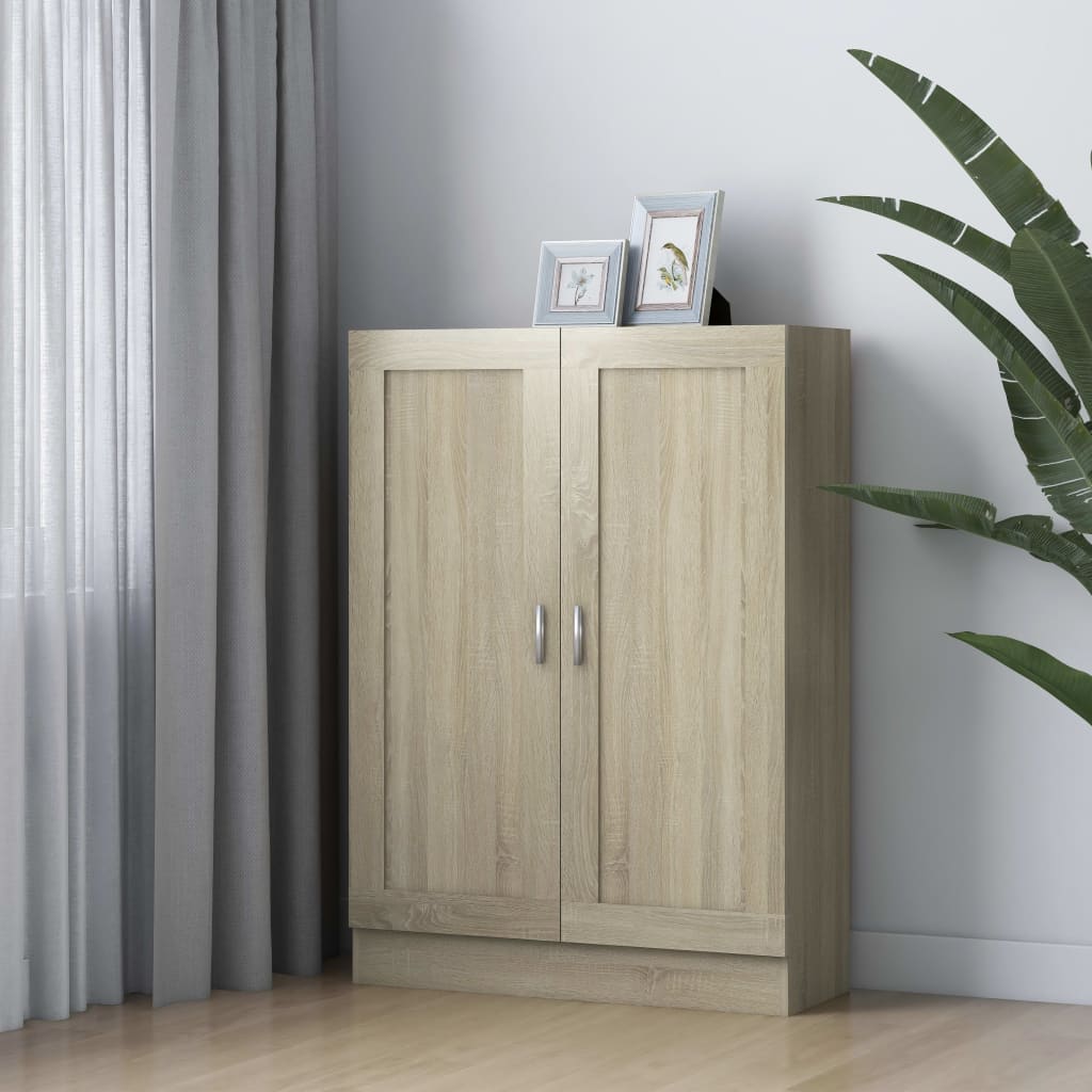 Libreria Con Ante Homgoday – 5 Scomparti E Doppia Porta – Rovere Sonoma – 82,5x30,5x185,5 Cm – Mobile Contenitore Per Soggiorno E Cucina