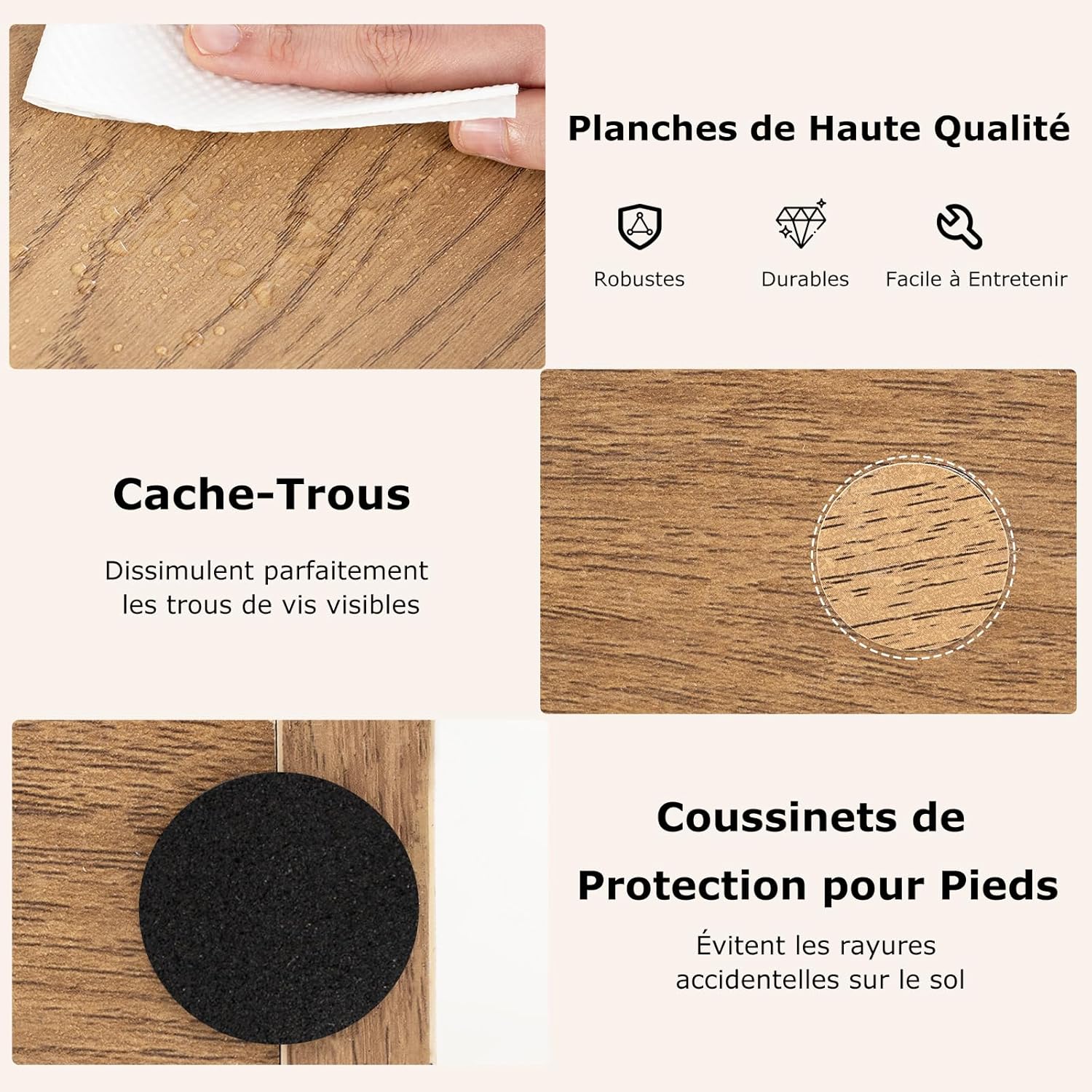 Bibliothèque Étagère à 6 Niveaux, Bibliothèque avec 10 Cubes Ouverts, 2 Étagères Supérieures, pour Salon, Bureau,65 x 20 x 162 cm (Naturel) - 5