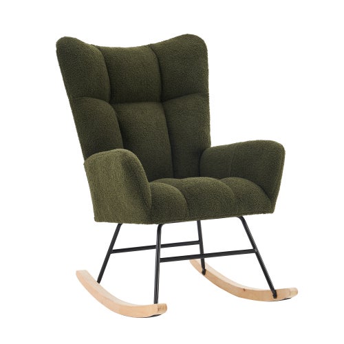 Fauteuil à Bascule Moderne, Peluche Blanc, Fauteuil à Bascule Avec