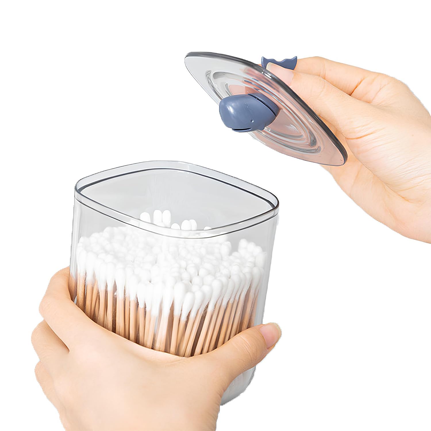 Distributeur De Boules De Coton 2 Pièces - Boîte Rangement Pour Cotons Tiges Transparent - Support De Coton Tige Pour Boîte à Cosmétiques - 4