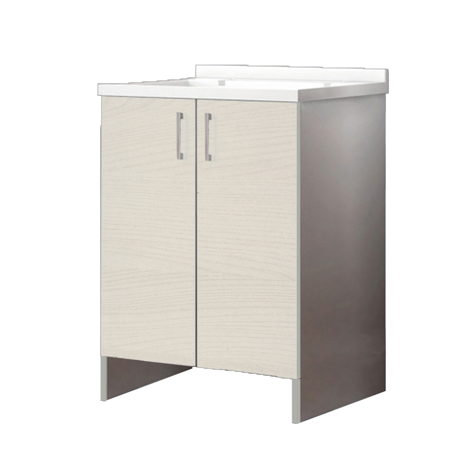 Mobile Lavatoio Montegrappa Marella, 60x60x85cm, 2 Ante, In Termoplastico, Colore Bianco - 3