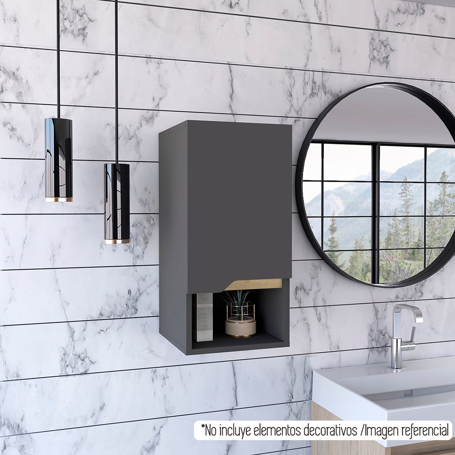 Armoire murale de salle de bain Laurent de 30 cm avec 1 porte, gris ...
