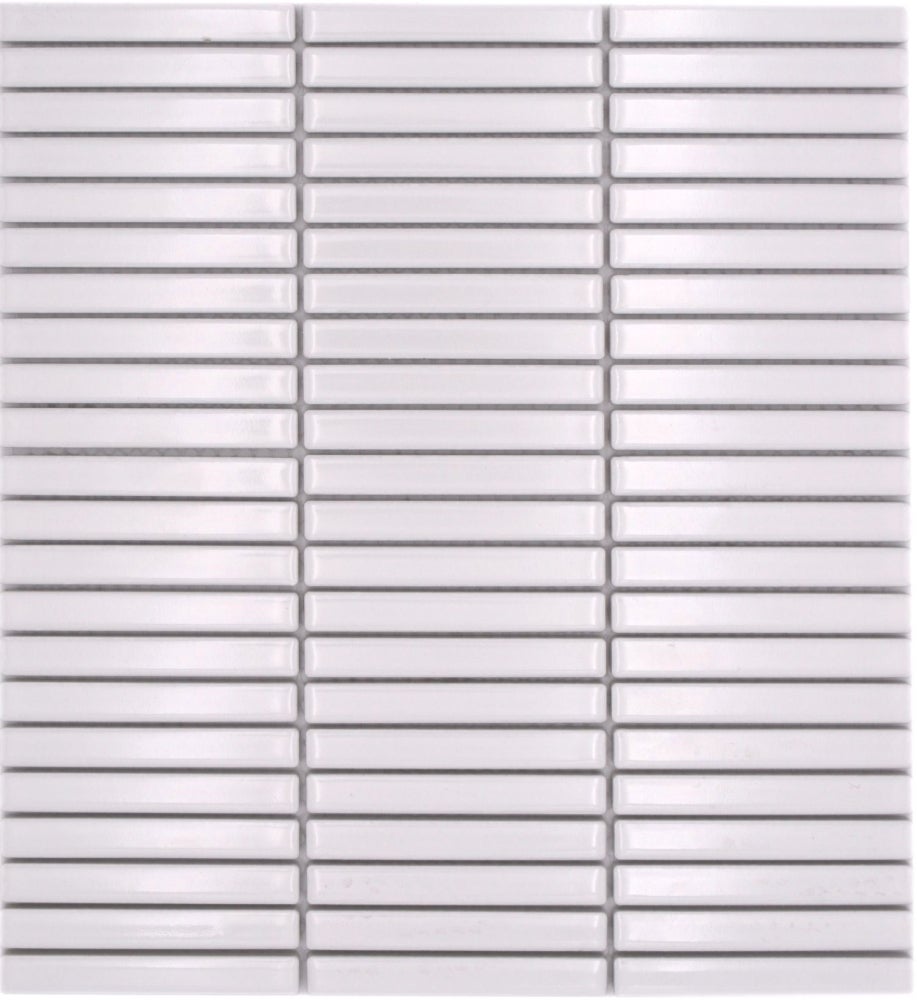Mosaico efecto bambú en cerámica blanca brillante - 10 láminas de mosaico