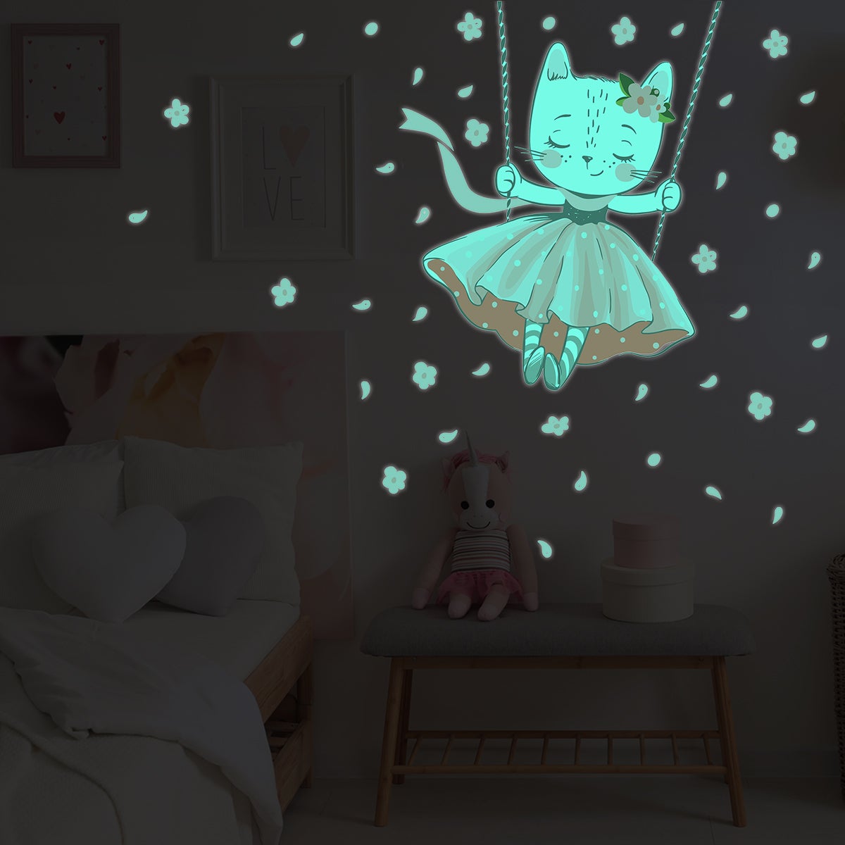 Adesivo fosforescente gatto che balla - Sticker adesivo - adesivi murali - 85x70cm - 7