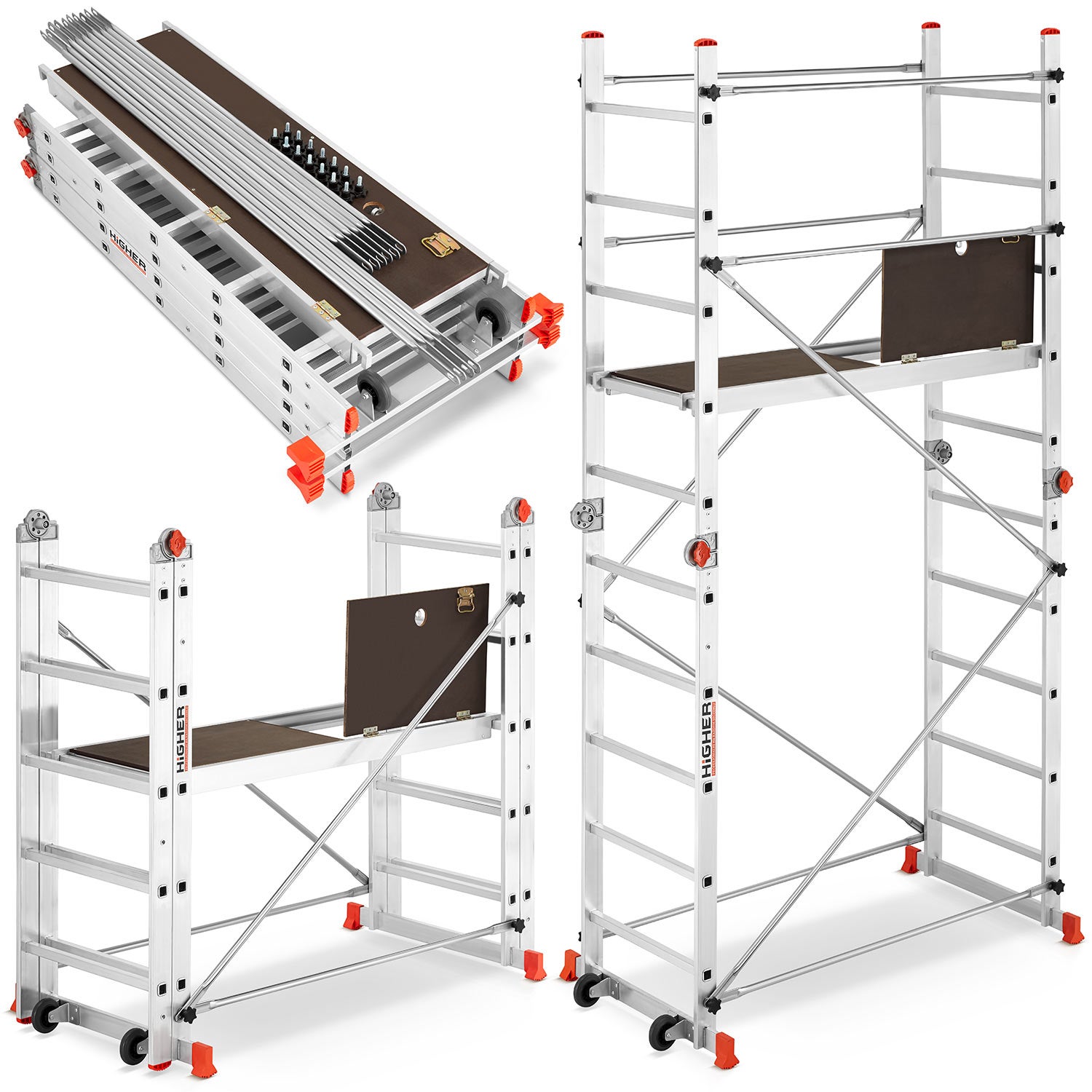 Rusztowanie aluminiowe przegubowe jezdne HIGHER Acro-Twin wysokość robocza 3,90m