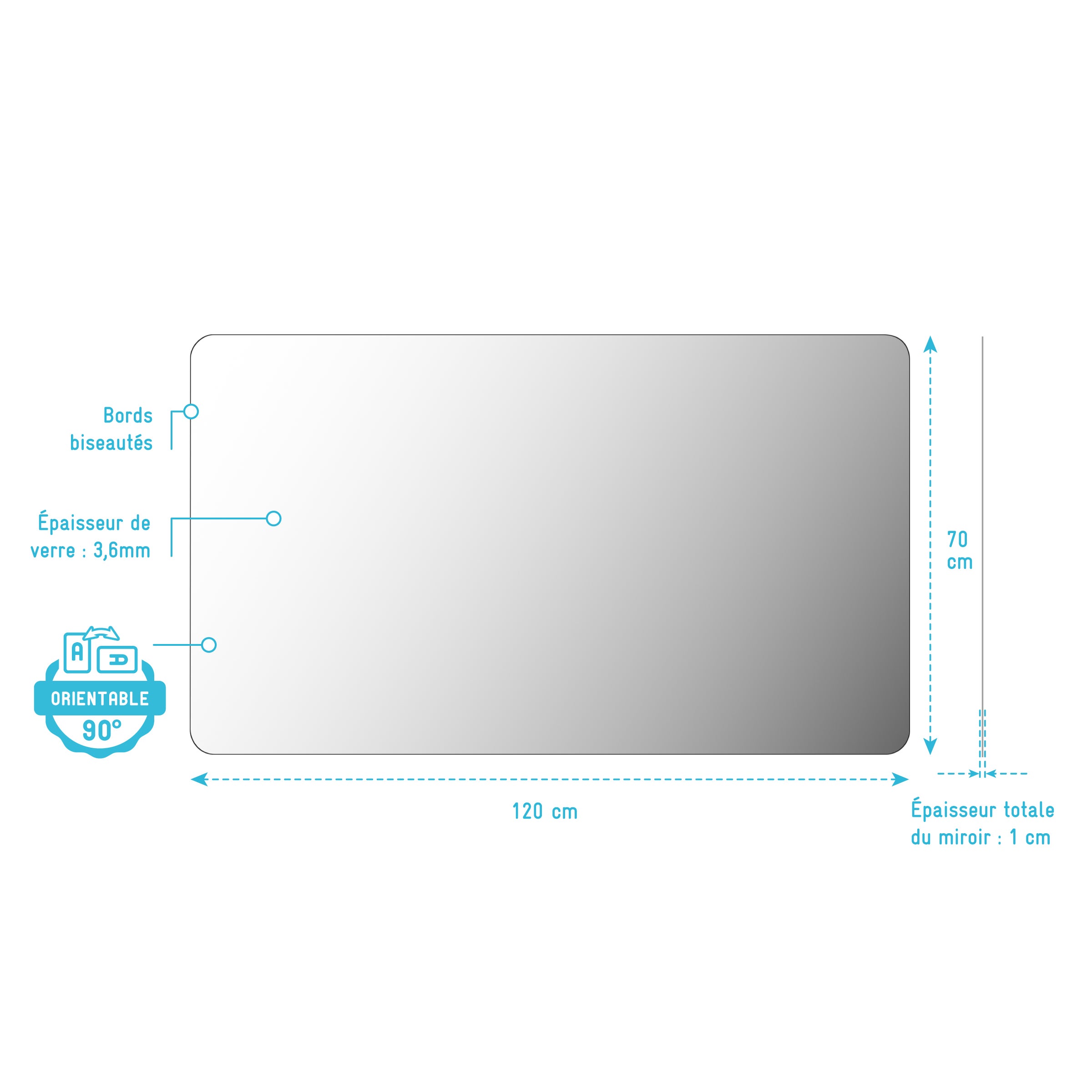 Miroir salle de bain - 120x70cm - GO - 4