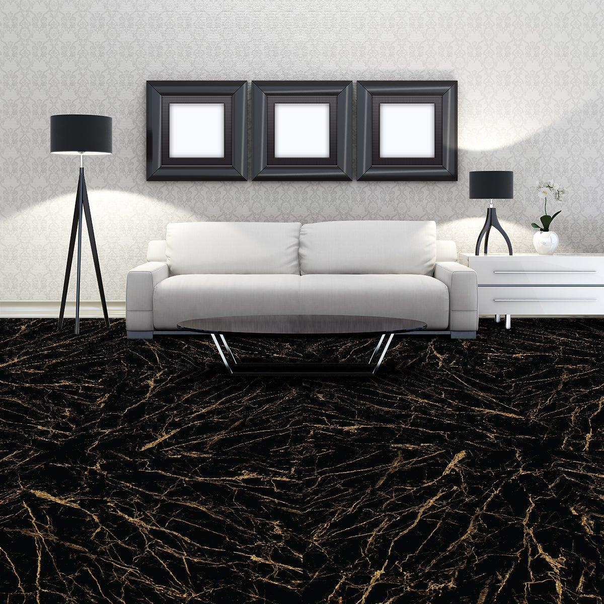 Adhesivos de mármol antideslizantes de mármol negro y dorado - adhesivo pared - sticker revestimiento - 1 adhesivo 60x60cm