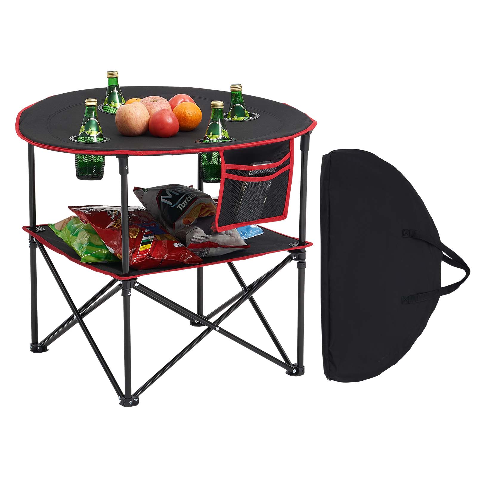 Składany stół piknikowy, przenośny stół bufetowy, tkanina Oxford, 72 cm, czarny VEVOR