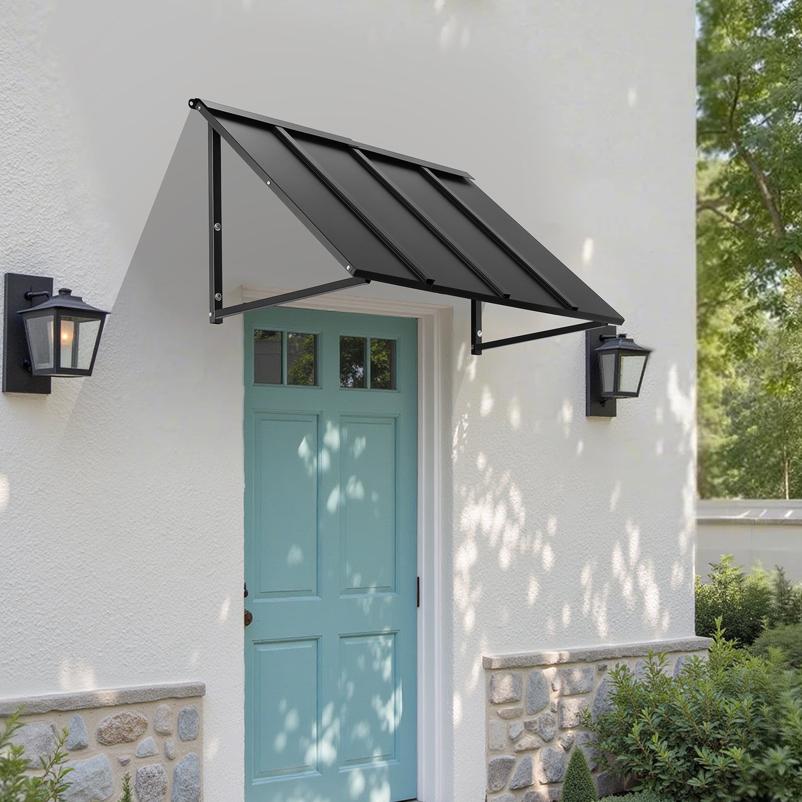 Toldos de Porta VEVOR 112,5x61 cm,marquise externa em metal,estrutura de aço,abrigo contra chuva,neve,sol,toldo para portas,janelas,varandas - 8