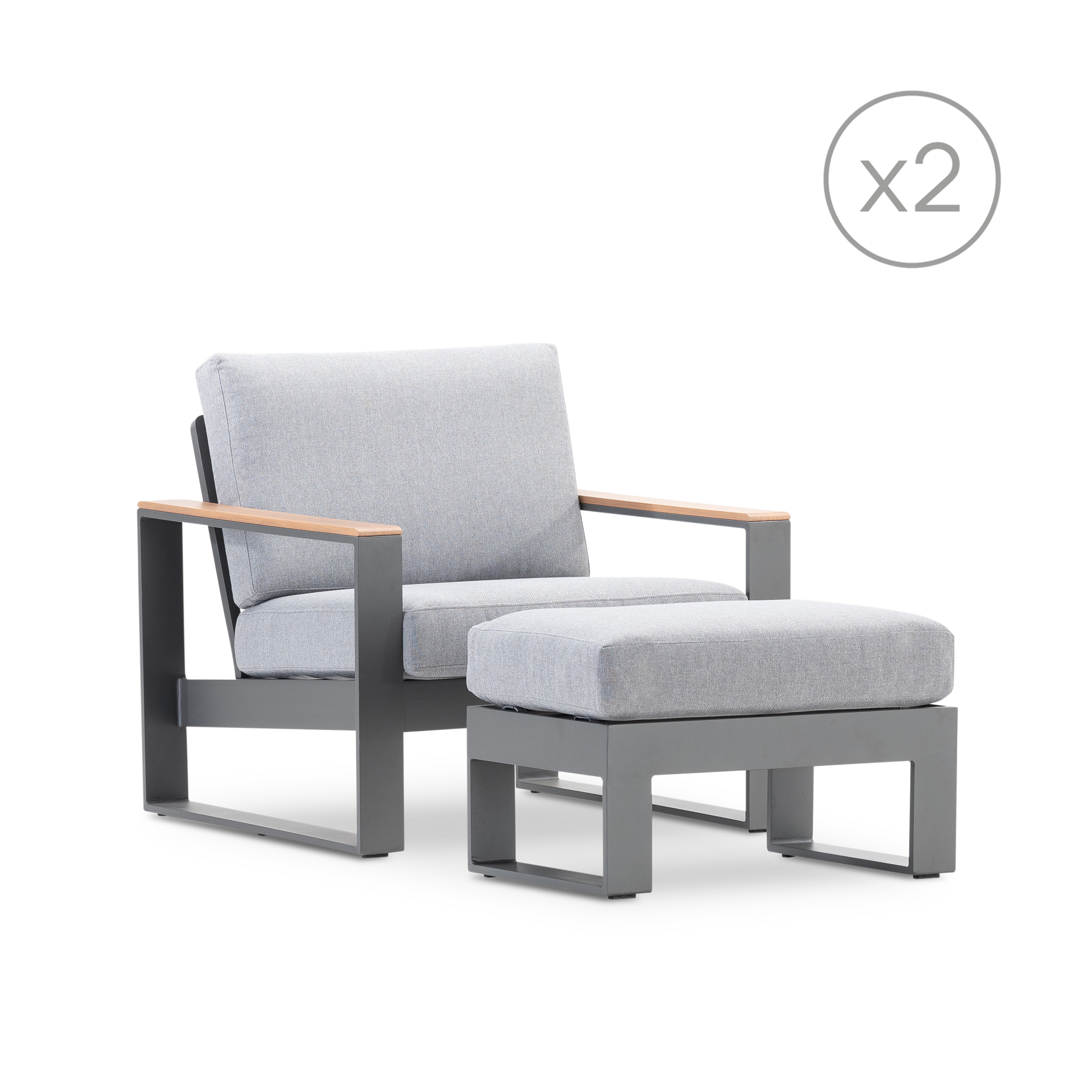 Fauteuil moderne en tissu gris avec repose-pieds Caspe - 9831