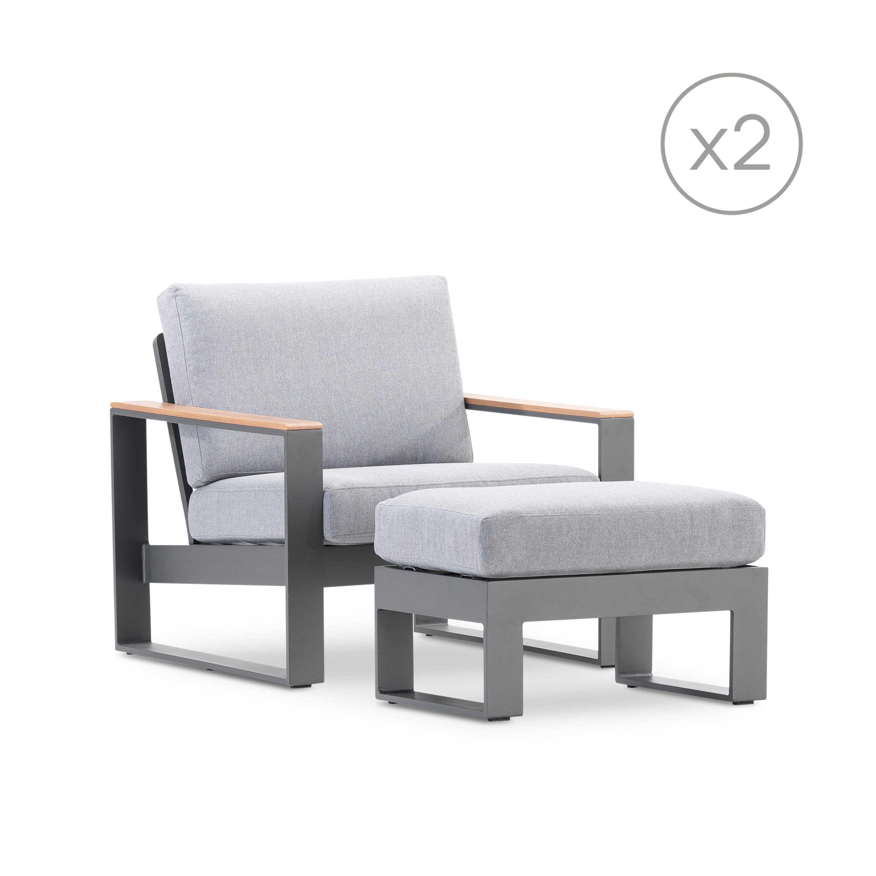 Fauteuil moderne en tissu gris avec repose-pieds Caspe - 9831 Fauteuil moderne en tissu gris avec repose-pieds Caspe - 9831