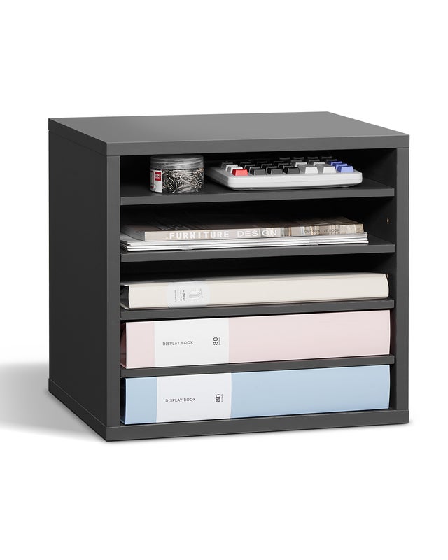 Organiseur de littérature 5 compartiments,VEVOR boîte aux lettres bureau,panneaux particules,étagères amovibles,trieur fichiers,gris