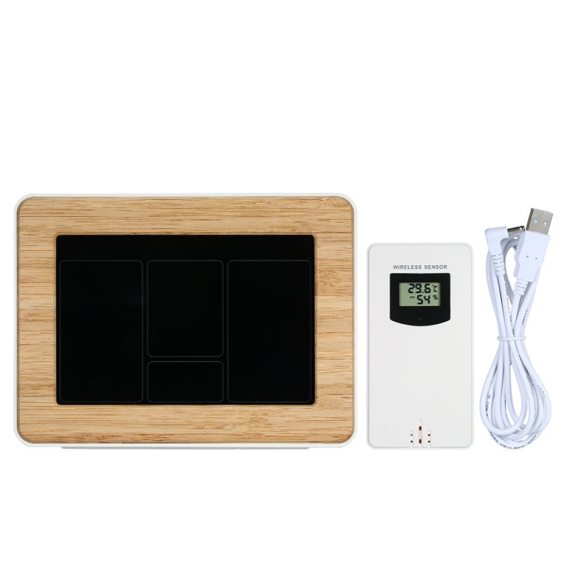 Reloj despertador inalámbrico multifuncional con pronóstico del tiempo y pantalla LCD a color. - 2