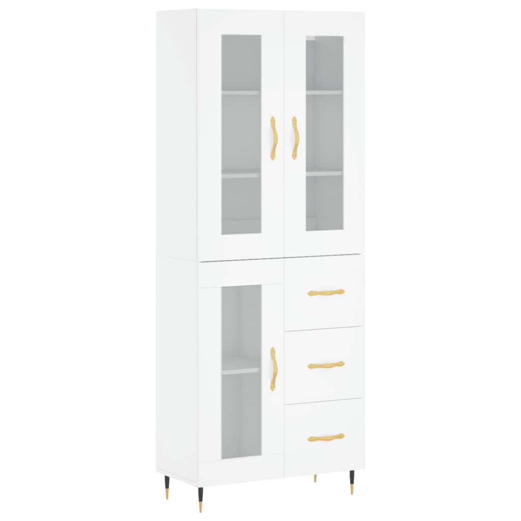 Buffet haut Blanc 69,5x34x180 cm Bois d'ingénierie - 2