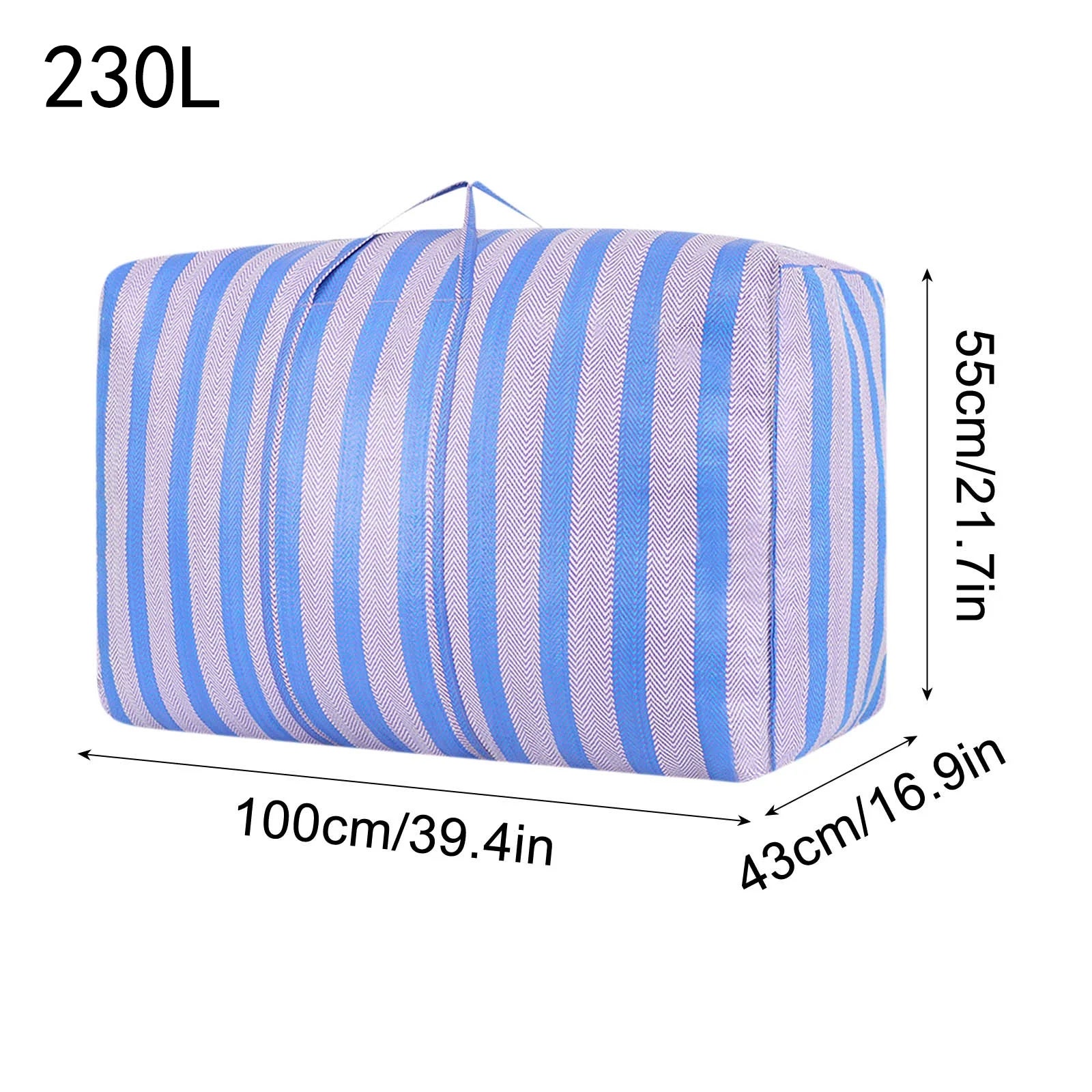 Deux sacs de déménagement, sacs d'expédition et de transport, sacs tissés rayés bleu et blanc (230 litres) - 6