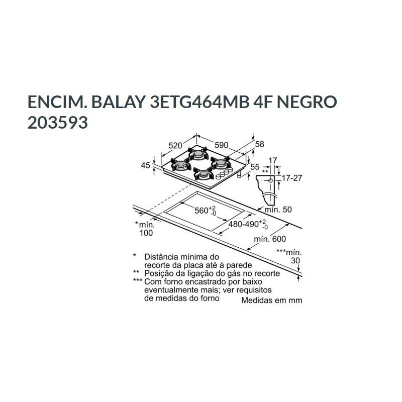 Plaque Au Gaz Balay 3etg464mb (60 Cm) - 4