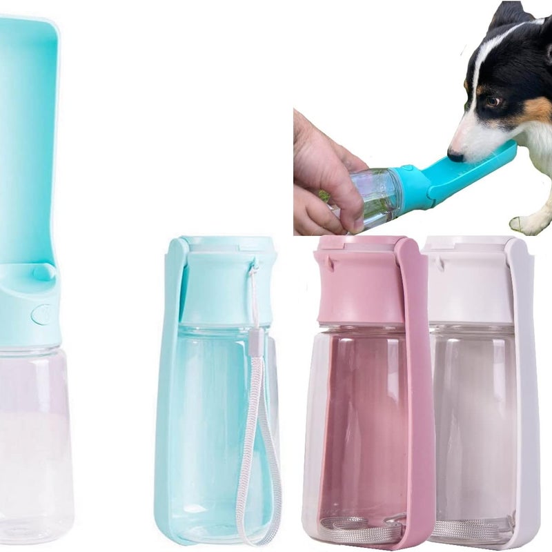 Butelka na wodę dla psa 550 ml – otwierana jedną ręką + karabińczyk – przenośna butelka na wodę dla psów i kotów, na podróże, spacery i piesze wędrów