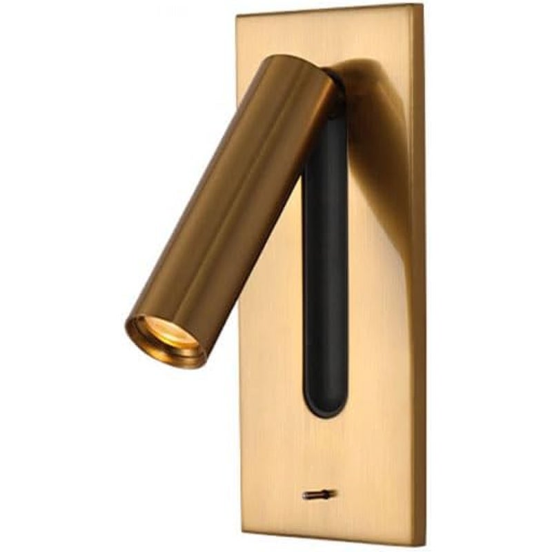 Kinkiet, Lampa nocna do czytania, Obrotowa lampka nocna 360 stopni z przełącznikiem (miedziana)