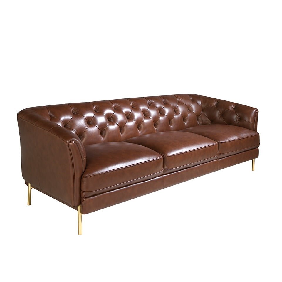 Skórzana sofa 3-osobowa Chester w kolorze koniakowego brązu 233 x 94 x 75 cm