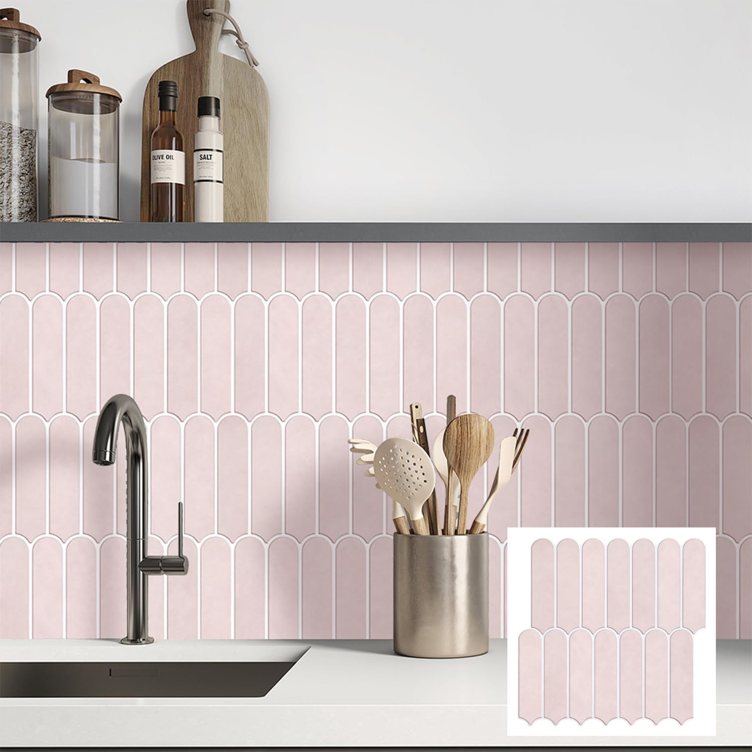 Set di 10 adesivi 3D per piastrelle, in PVC, effetto griglia, 30 x 30 cm, ideali per cucine, bagni e mobili. - 8