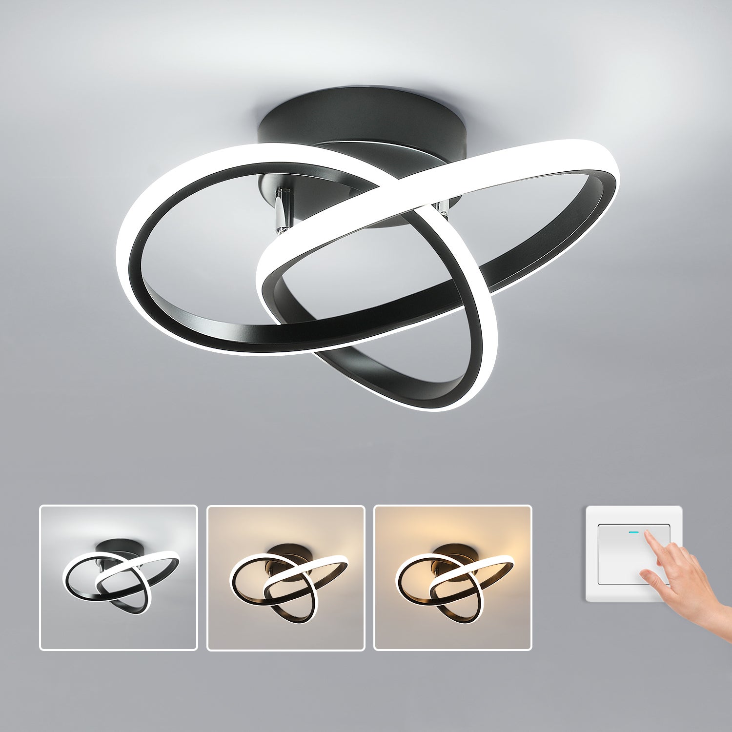 COMELY Plafonnier LED Moderne 30W 3375LM 30CM Doré, Luminaire de Plafond Design 4500K Lumière