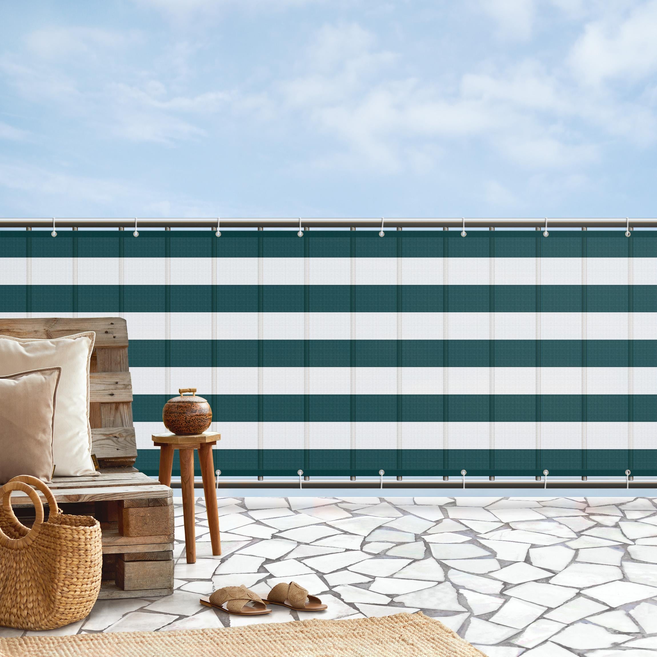 Brise vue brise vent balcon appartement jardin vert H.0,9 x L.9 M avec attaches résistant aux intempéries 270 g/m² mesh 1196 - 2
