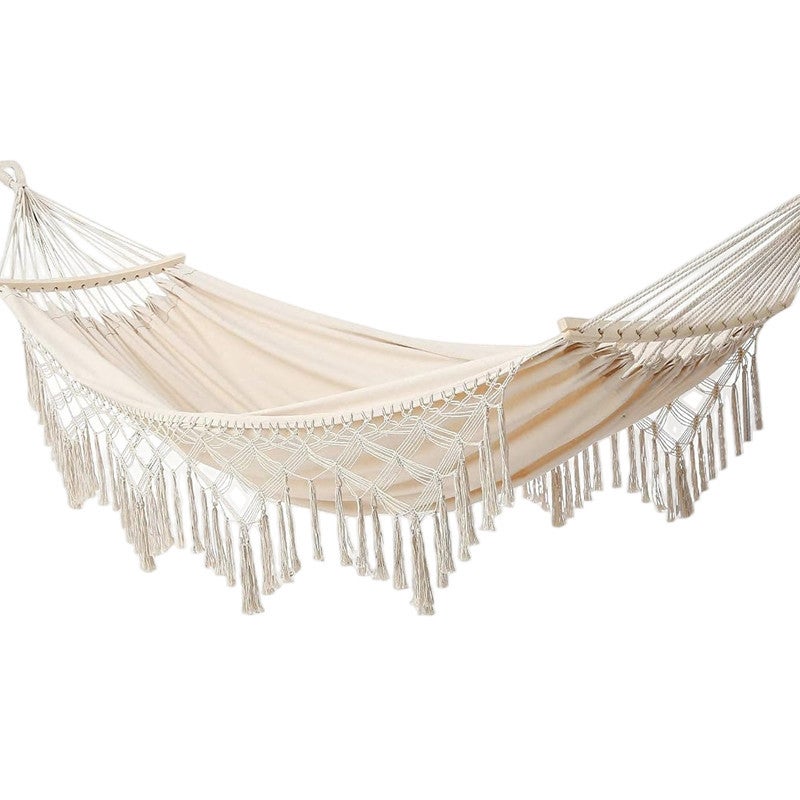 CAXUSD Hamac en coton style tapisserie nordique macramé à suspendre au mur fait à la main étagère à pompons pour décoration de chambre à coucher